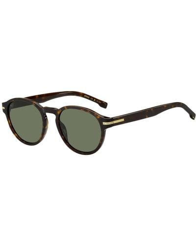 BOSS Horn-acetate Sunglasses With Signature Gold-tone Detail - Black