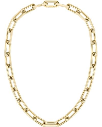BOSS Gold-tone Necklace With Branded Link - Metallic
