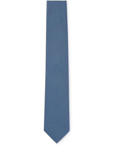 BOSS Cravate en jacquard de soie à micro motif intégral - Bleu