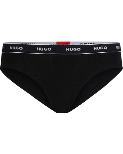 HUGO Regular-rise Slip Met Logotailleband Van Stretchkatoen - Zwart