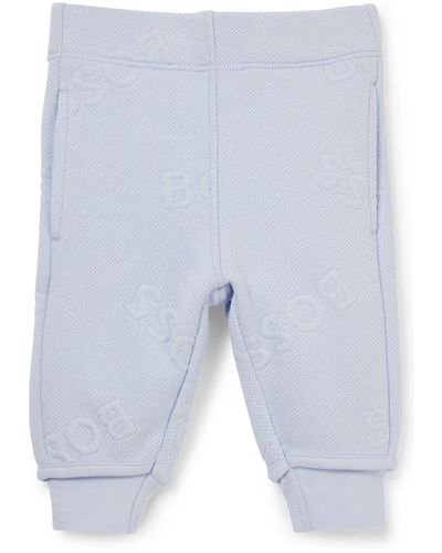 BOSS Baby Cotton-blend Tracksuit Bottoms With Logo Details - Blue