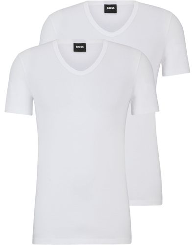 BOSS Lot de deux t-shirts Slim Fit en coton stretch - Blanc