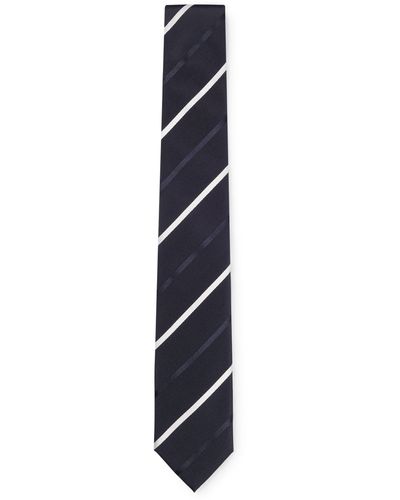 BOSS Jacquard-Krawatte aus Seiden-Mix mit diagonalen Streifen - Blau