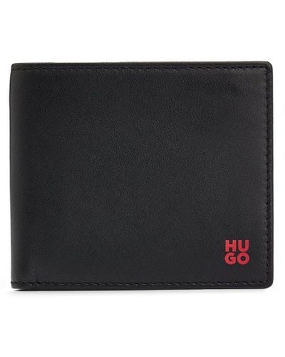 HUGO Nappa-leather Billfold Wallet With Stacked Logo - Black