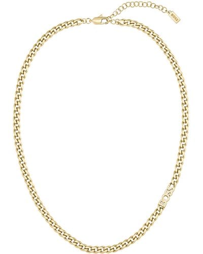 BOSS Curb-chain Logo Necklace In Gold-tone Steel - Multicolour