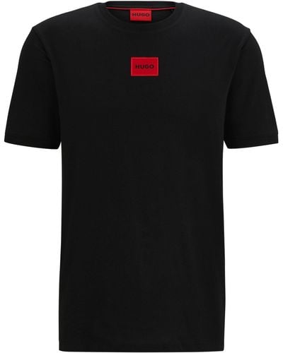 HUGO T-shirt Van Katoenen Jersey Met Logolabel - Zwart