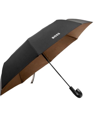 BOSS Parapluie de poche noir avec intérieur camel