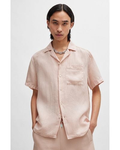 HUGO Relaxed-fit Multi-occasional Shirt In Linen - Natural