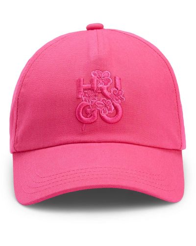 HUGO Cap aus Baumwoll-Twill mit floraler Logo-Stickerei - Pink