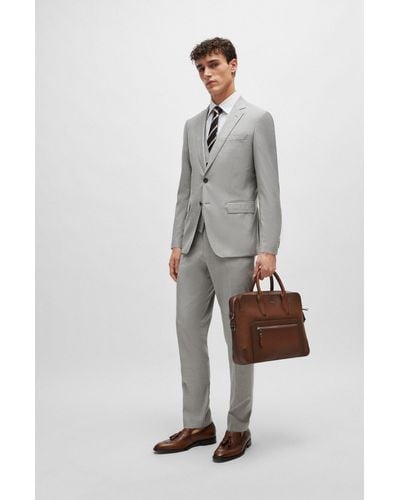 BOSS Slim-fit Suit In A Melange Wool Blend - Gray