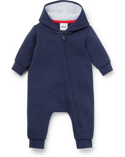 BOSS Baby Hooded Overalls With Logo Details - Blue