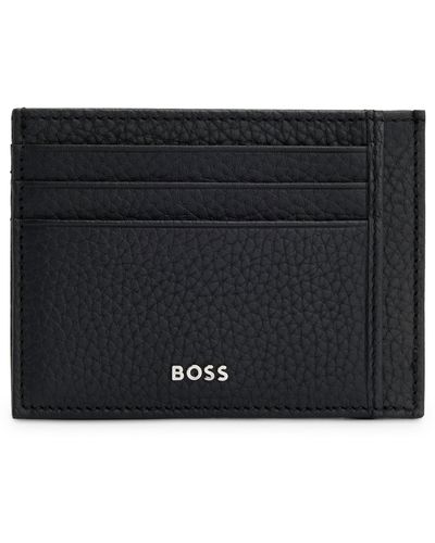 BOSS by HUGO BOSS Grained-leather Card Holder With Logo Lettering in Black  for Men | Lyst