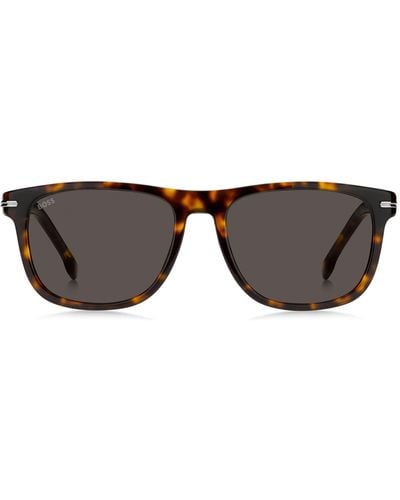 BOSS Sonnenbrille aus Acetat mit Havanna-Muster und silberfarbenen Metalldetails - Braun