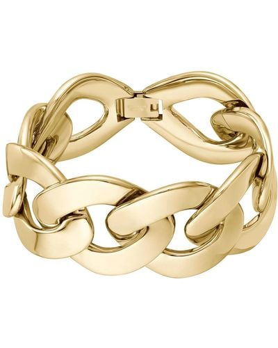 BOSS Gold-tone Bracelet With Curb-chain Design - Metallic