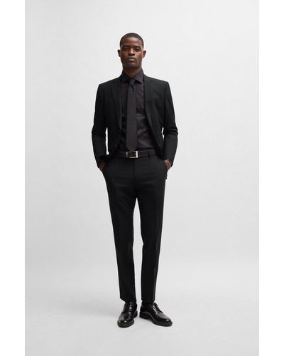 BOSS Slim-fit Suit In Stretch Virgin Wool - Black