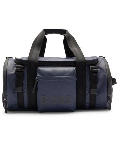 BOSS Coated-material Holdall With Detachable Key Hook - Blue