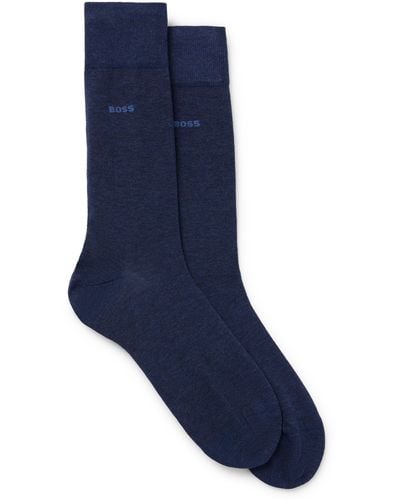 BOSS Zweier-Pack mittelhohe Socken aus Stretch-Baumwolle - Blau
