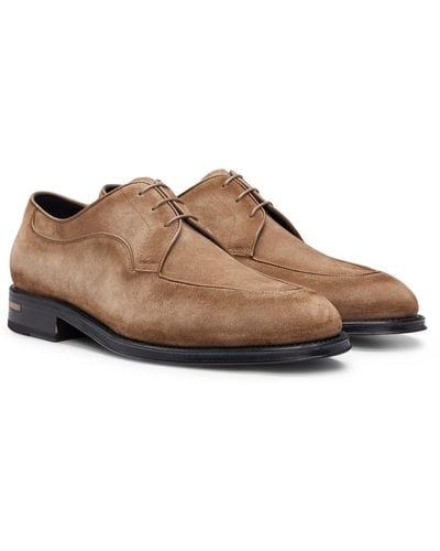 BOSS Suede Derby Shoes - Brown