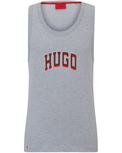 HUGO Pyjama-Top aus Stretch-Baumwolle mit Mesh-Einsätzen - Grau