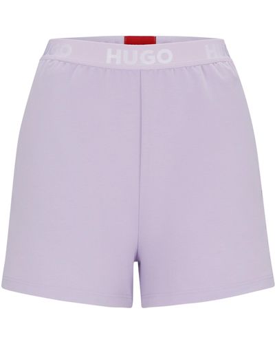 HUGO Terry-Shorts aus Baumwoll-Mix mit Logo am Bund - Lila