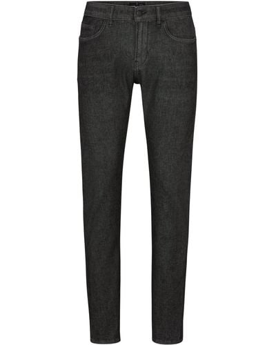 BOSS Zwarte Slim-fit Jeans Van Hoogwaardig Gebreid Denim Met Stretch