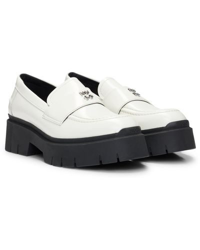 HUGO Loafers aus Leder mit Chunky-Sohle und Stack-Logo - Weiß