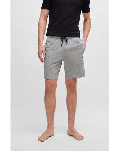 BOSS Stretch-cotton Regular-fit Shorts With Logo Detail - Gray