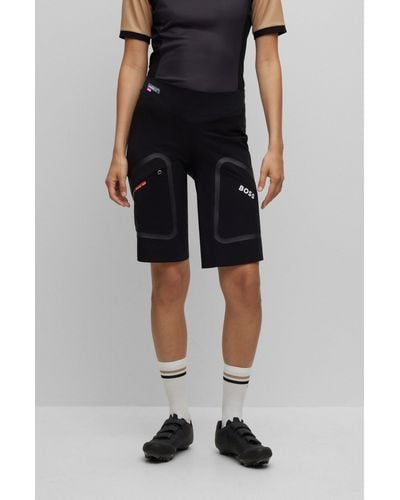 BOSS X Assos Water-repellent Cargo Shorts With Reflective Details - Black