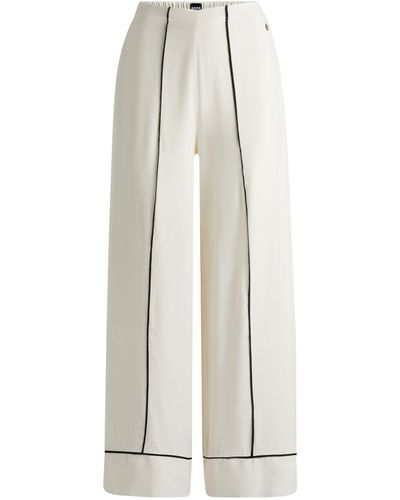BOSS Pyjama-Hose mit Double-B-Monogramm und kontrastfarbenen Paspeln - Weiß