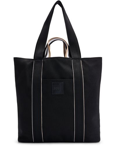 BOSS Slimline Canvas Tote Bag With Logo Patch - Black