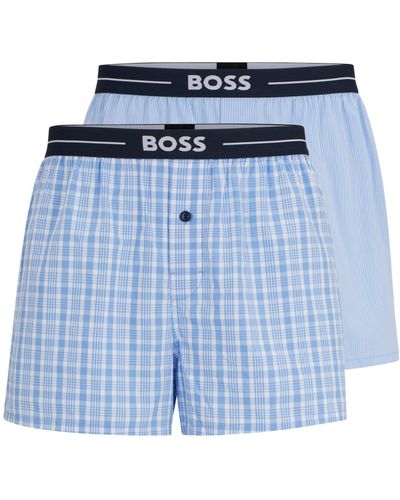 BOSS Zweier-Pack Pyjama-Shorts aus Baumwolle mit Logo am Bund - Blau
