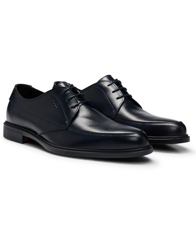 HUGO Zapatos con cordones Derby de piel y detalle de la marca grabado - Negro