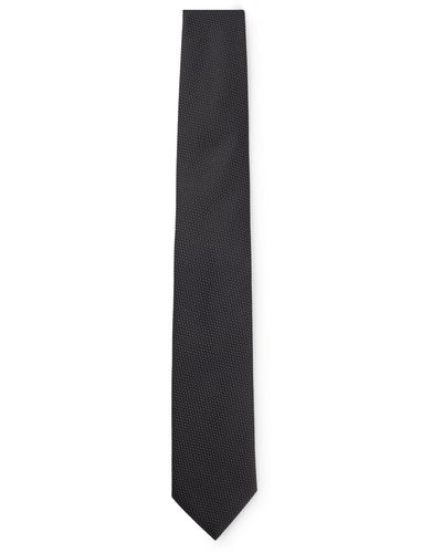 BOSS Silk-blend Tie With All-over Micro Pattern - White