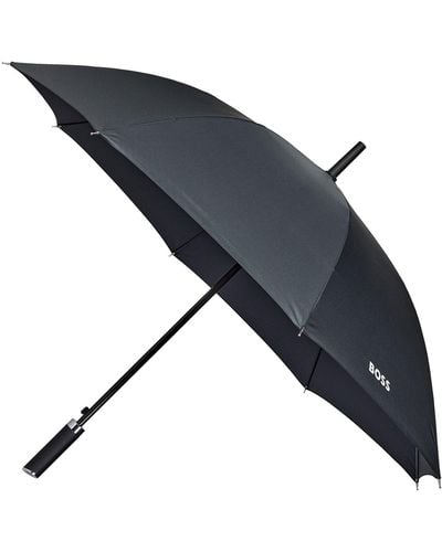 BOSS Grid-pattern Umbrella With Logo-emed Handle - Blue