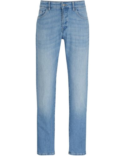 BOSS Slim-Fit Jeans aus blauem Stretch-Denim