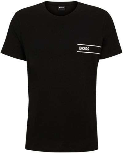 BOSS T-shirt en coton biologique avec logo imprimé - Noir