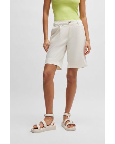 BOSS Relaxed-fit High-rise Shorts In Stretch Cotton - White