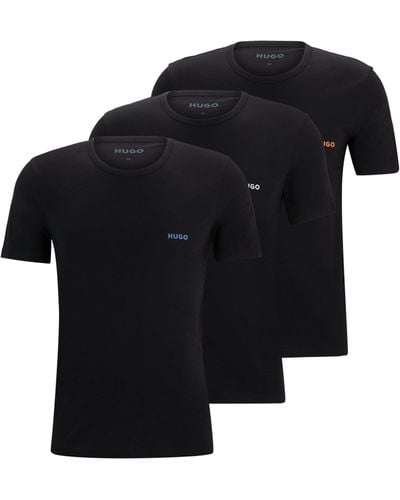 HUGO Dreier-Pack T-Shirts aus Baumwolle mit Logo-Print - Schwarz