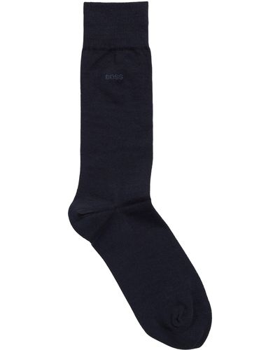 BOSS Mittelhohe Logo-Socken aus gekämmter Stretch-Baumwolle - Blau