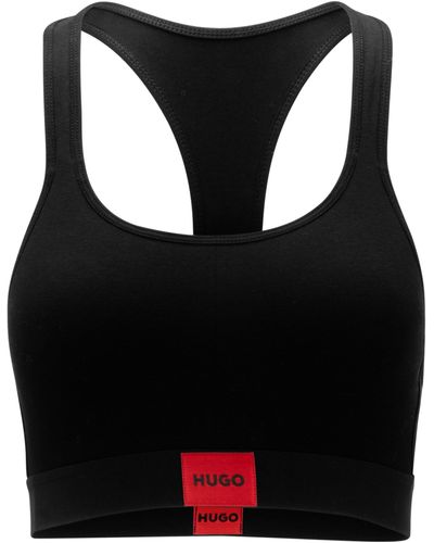 HUGO Stretch-cotton Bralette With Logo Label - Black