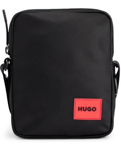 HUGO Reporter Bag With Red Rubber Logo Label - Black