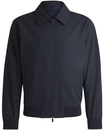 BOSS Slim-fit Jacket In Water-repellent Performance-stretch Fabric - Blue