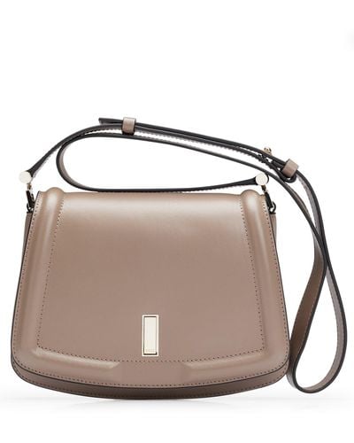 BOSS Leather Saddle Bag With Branded Hardware - Brown