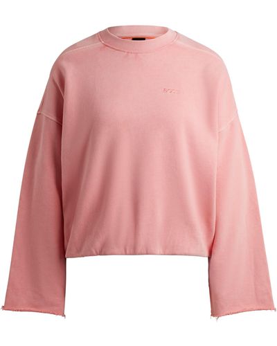 BOSS Sweatshirt aus Baumwoll-Terry mit Tunnelzugbündchen - Pink
