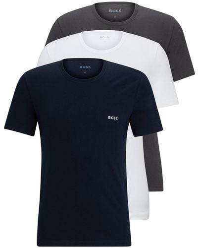 BOSS by HUGO BOSS Boss - 3-pack Of Logo Embroidered T-shirts In Cotton - Blue