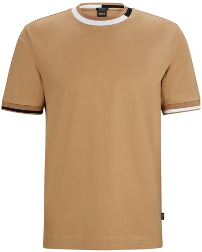 BOSS T-Shirt aus merzerisierter Baumwolle mit Signature-Streifen-Akzenten