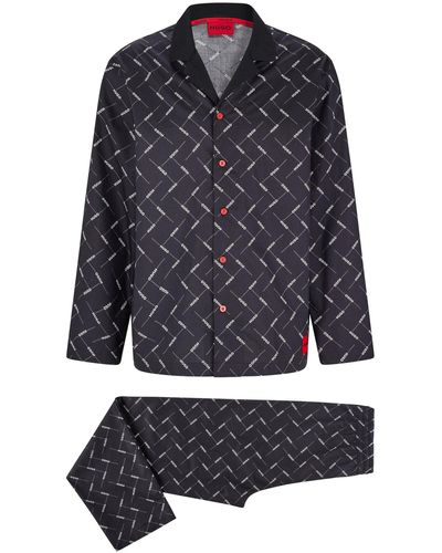 HUGO Gift-boxed Pyjama Set With Logo Print - Black
