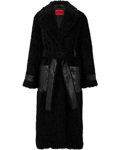 HUGO Mivena Faux Fur Coat - Black