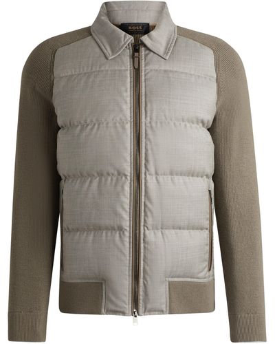 BOSS Hybrid-Jacke mit Füllung aus Gänsedaunen und -federn - Grau