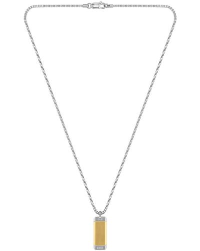 BOSS Box-chain Necklace With Silver- And Gold-tone Pendant - Metallic